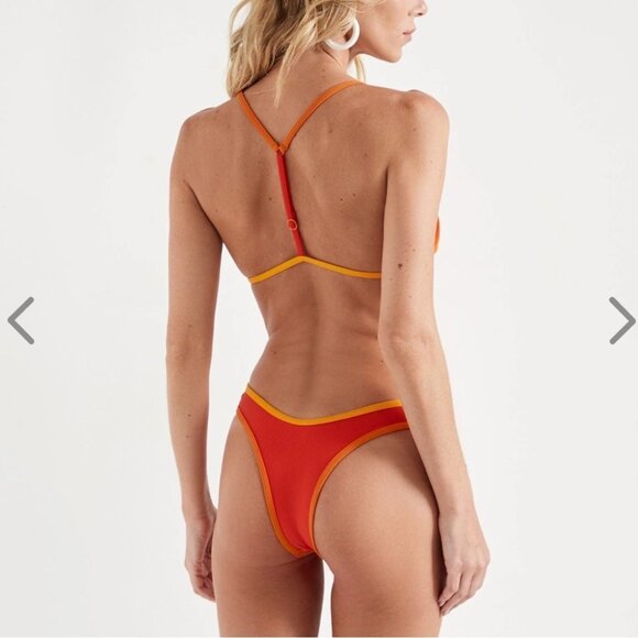 NWT OneOne Swimwear Bikini SET Cairo Gemma Noelia Orange Red New Small Ribbed - Picture 4 of 5